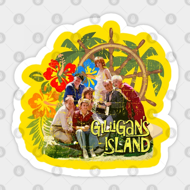 Gilligans Island, the Castaways, distressed Sticker by MonkeyKing